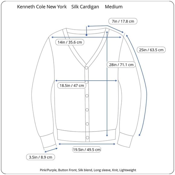 Kenneth Cole Women Size M Purple Pink Silk Knit Cardigan Sweater Button Office - Picture 3 of 15